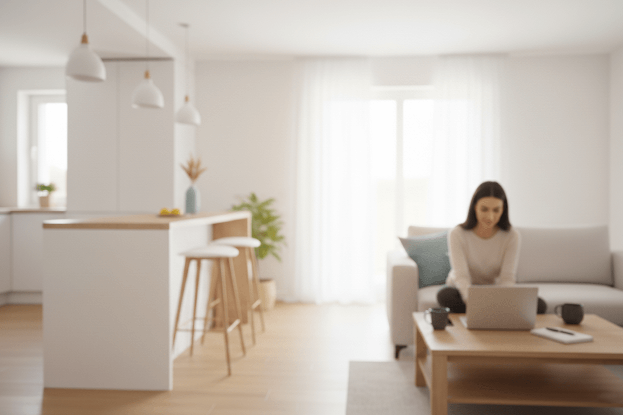 Zufriedene Frau mit Passfotos in der Hand